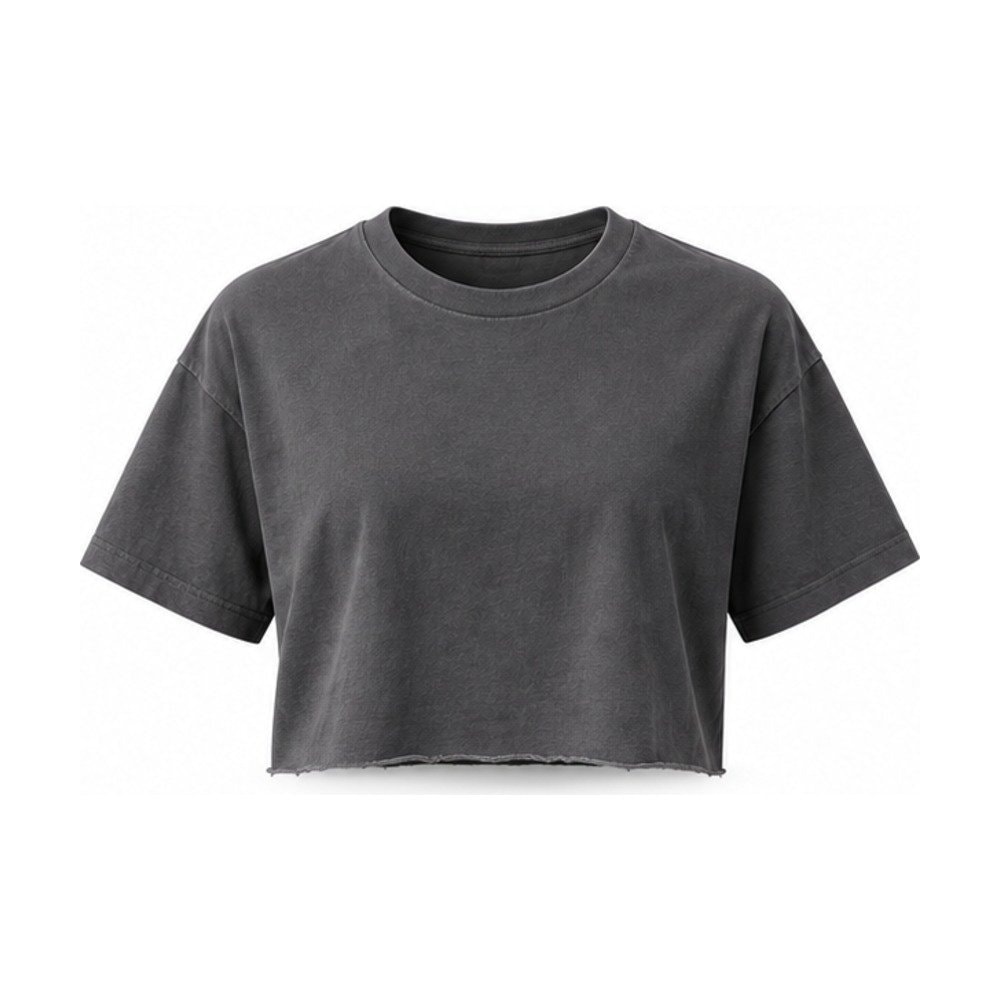 Cutline Raw Hem Crop in graphite, front view
