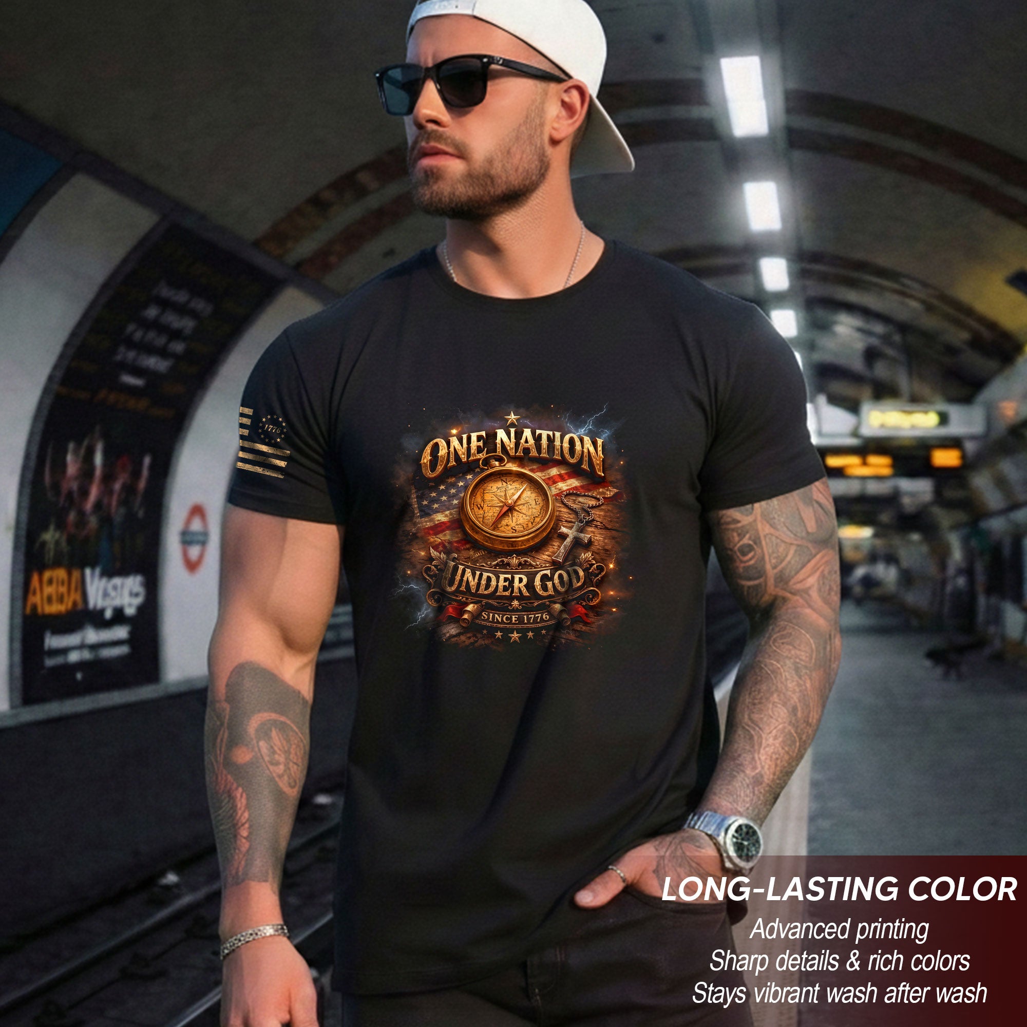 250 Years Anniversary 1776-2026 Christian Patriotic T-Shirt Compass Cross One Nation Under God
