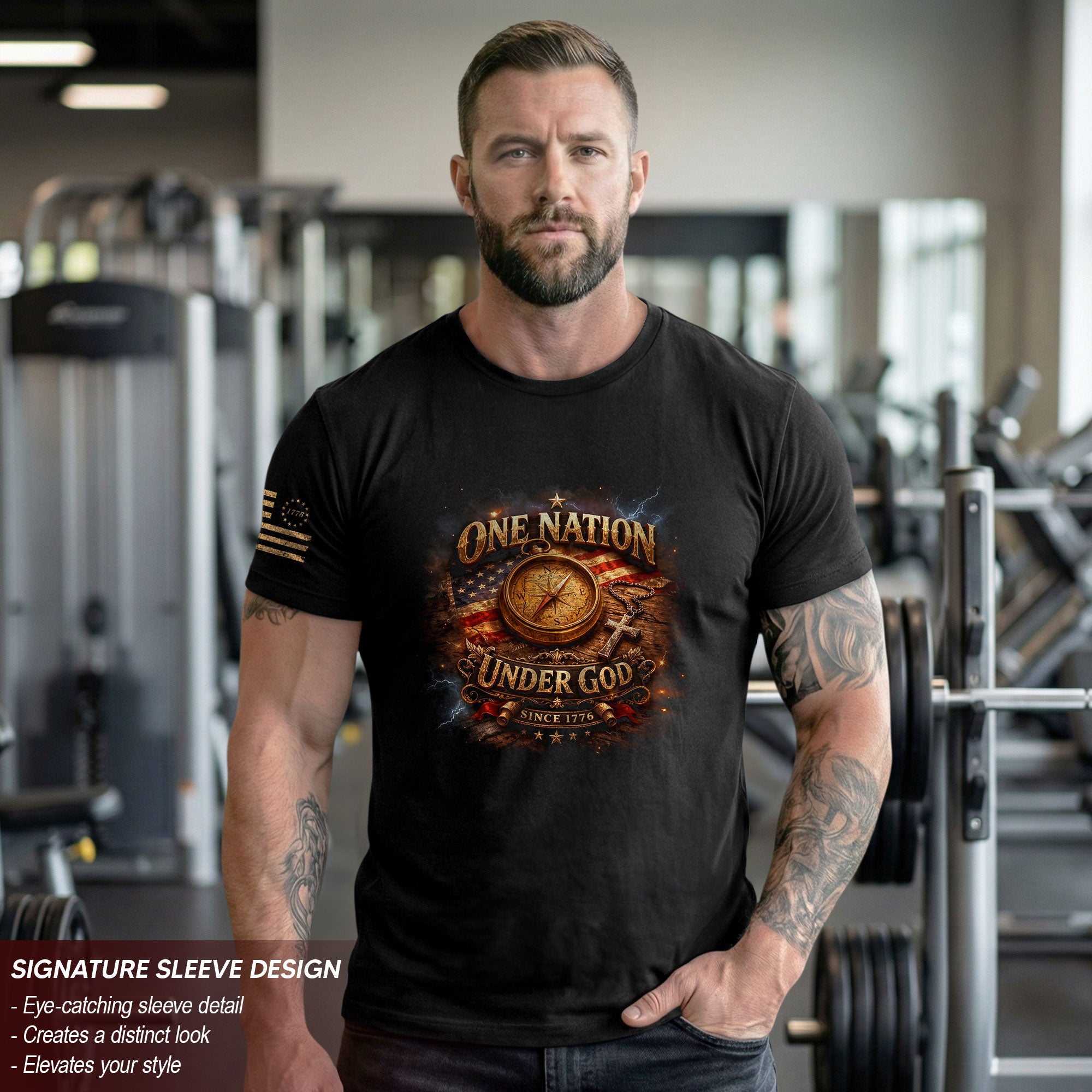 250 Years Anniversary 1776-2026 Christian Patriotic T-Shirt Compass Cross One Nation Under God