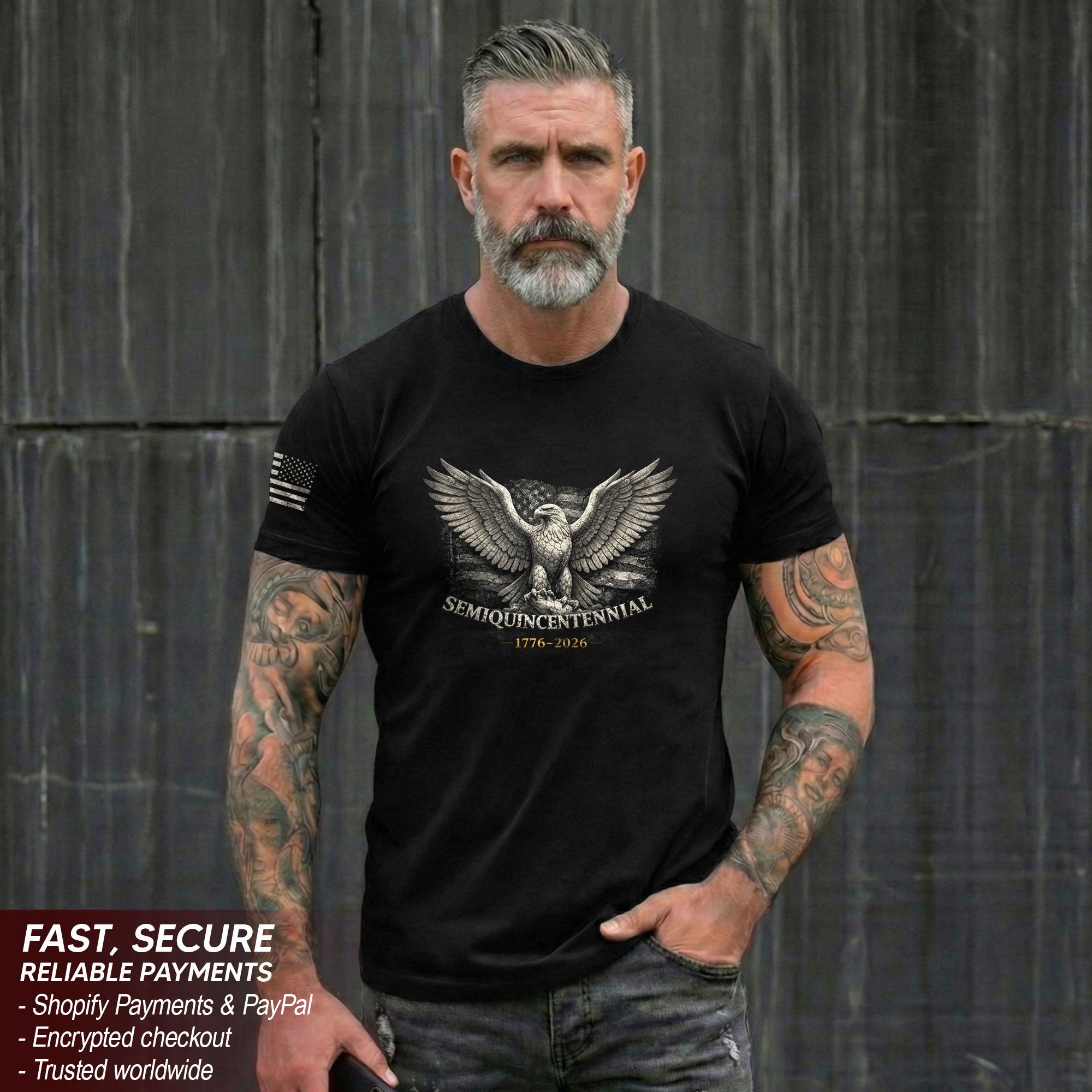 America 250th Anniversary T-Shirt 1776-2026 USA Eagle Flag Tee