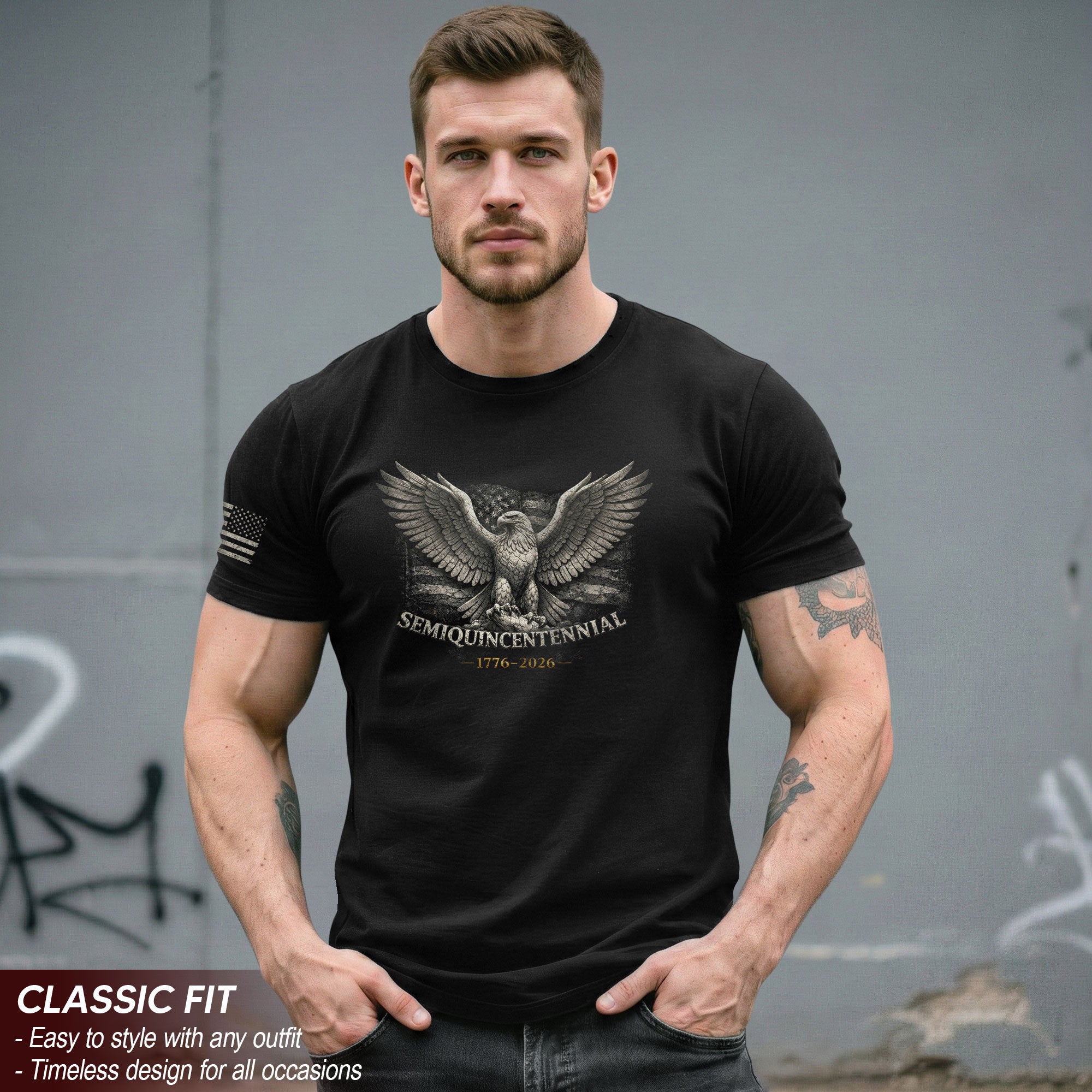 America 250th Anniversary T-Shirt 1776-2026 USA Eagle Flag Tee