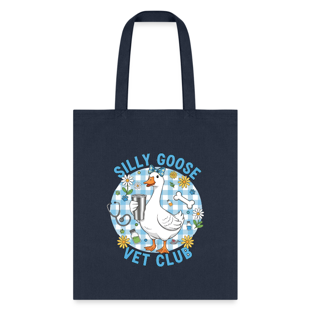 Silly Goose Vet Club Cotton Tote Bag - Veterinary Medicine Design for Vets and Vet Techs