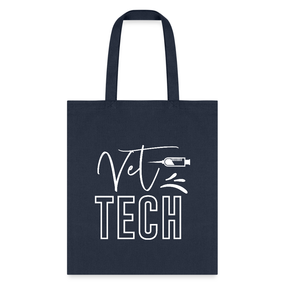 Vet Tech Needle Cotton Tote Bag - Veterinary Medicine Design for Vet Techs and Students