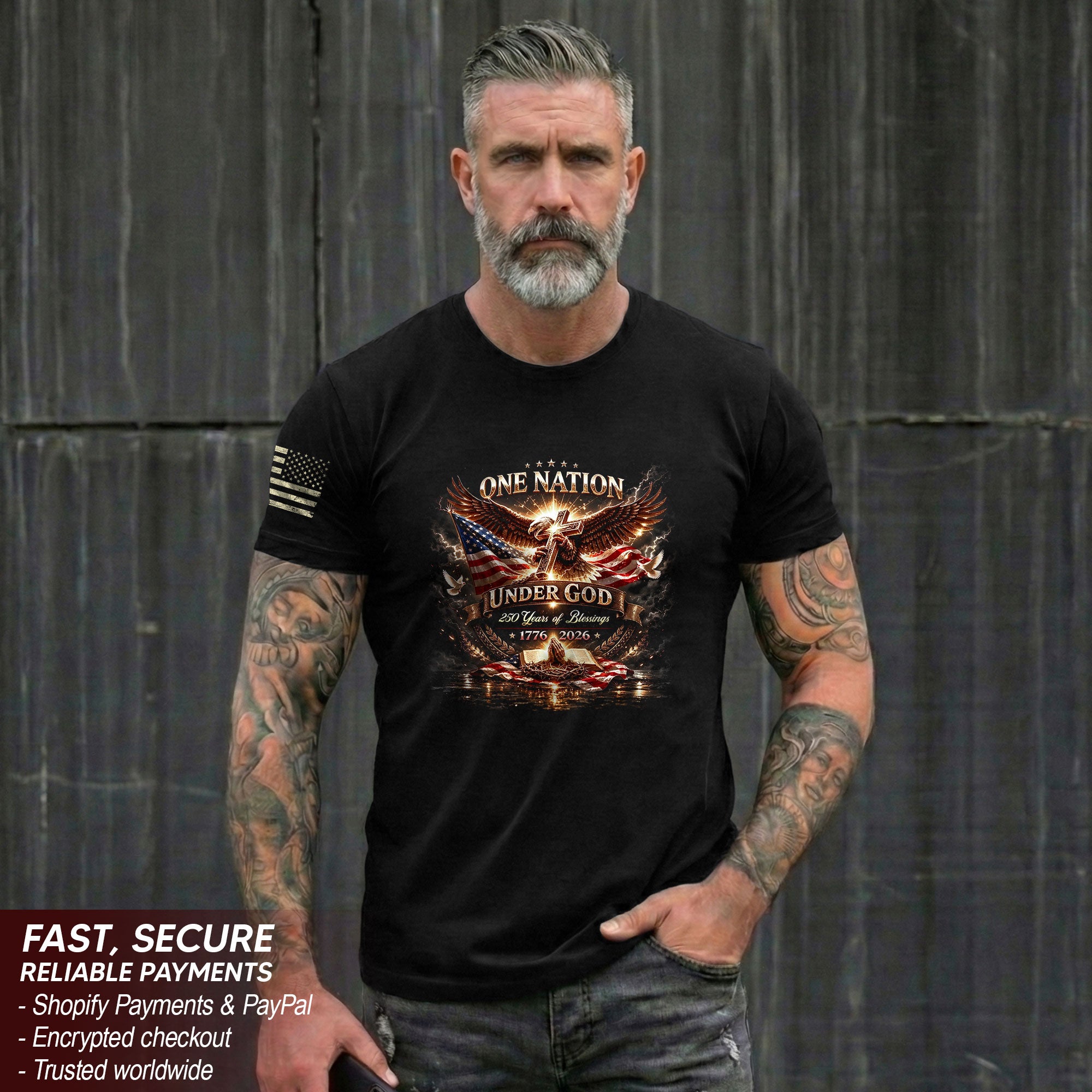 250 Years of Blessings 1776-2026 USA 250th Anniversary T-Shirt Patriotic Flag Bootleg Style