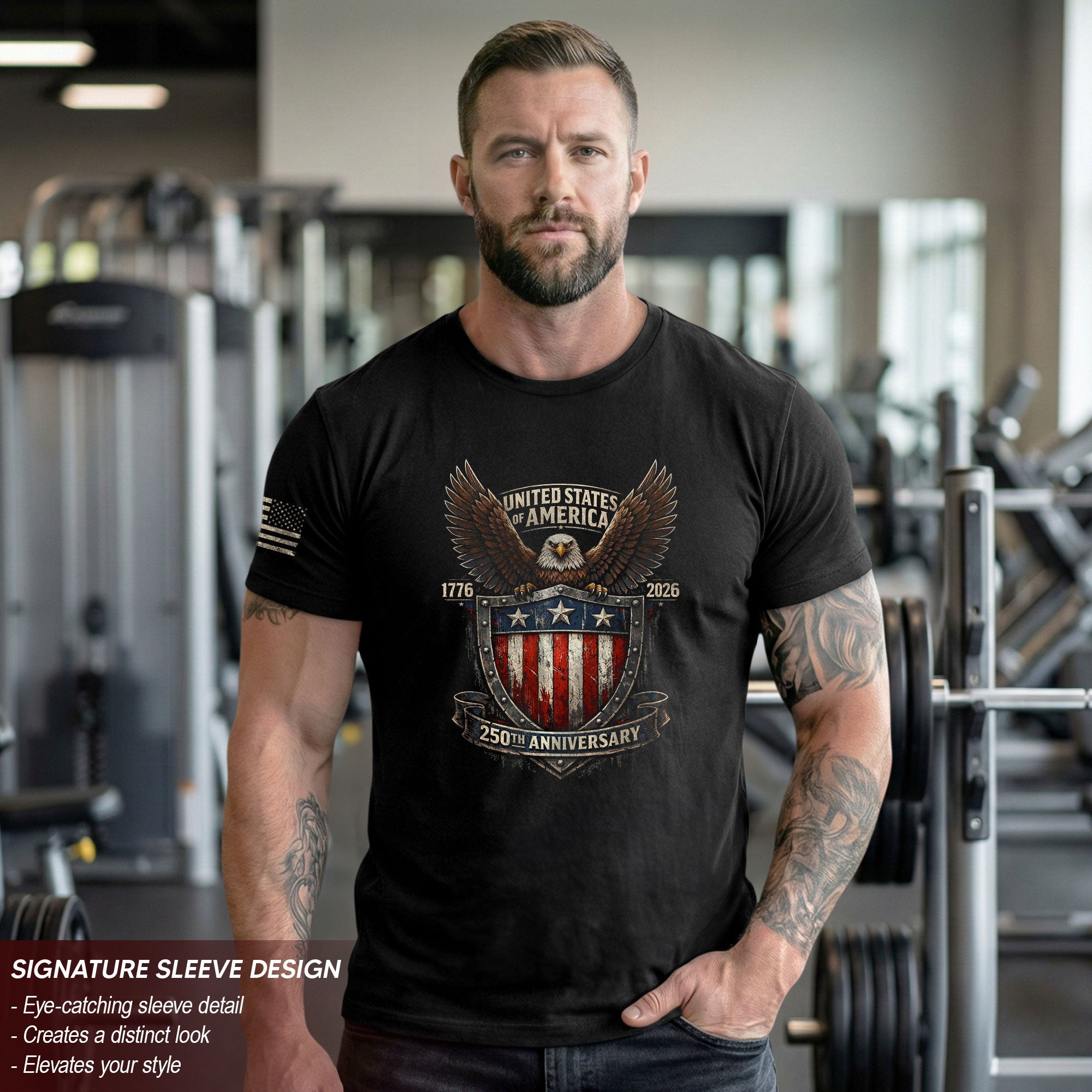America 250th Anniversary T-Shirt 1776-2026 Eagle Shield Heritage Tee