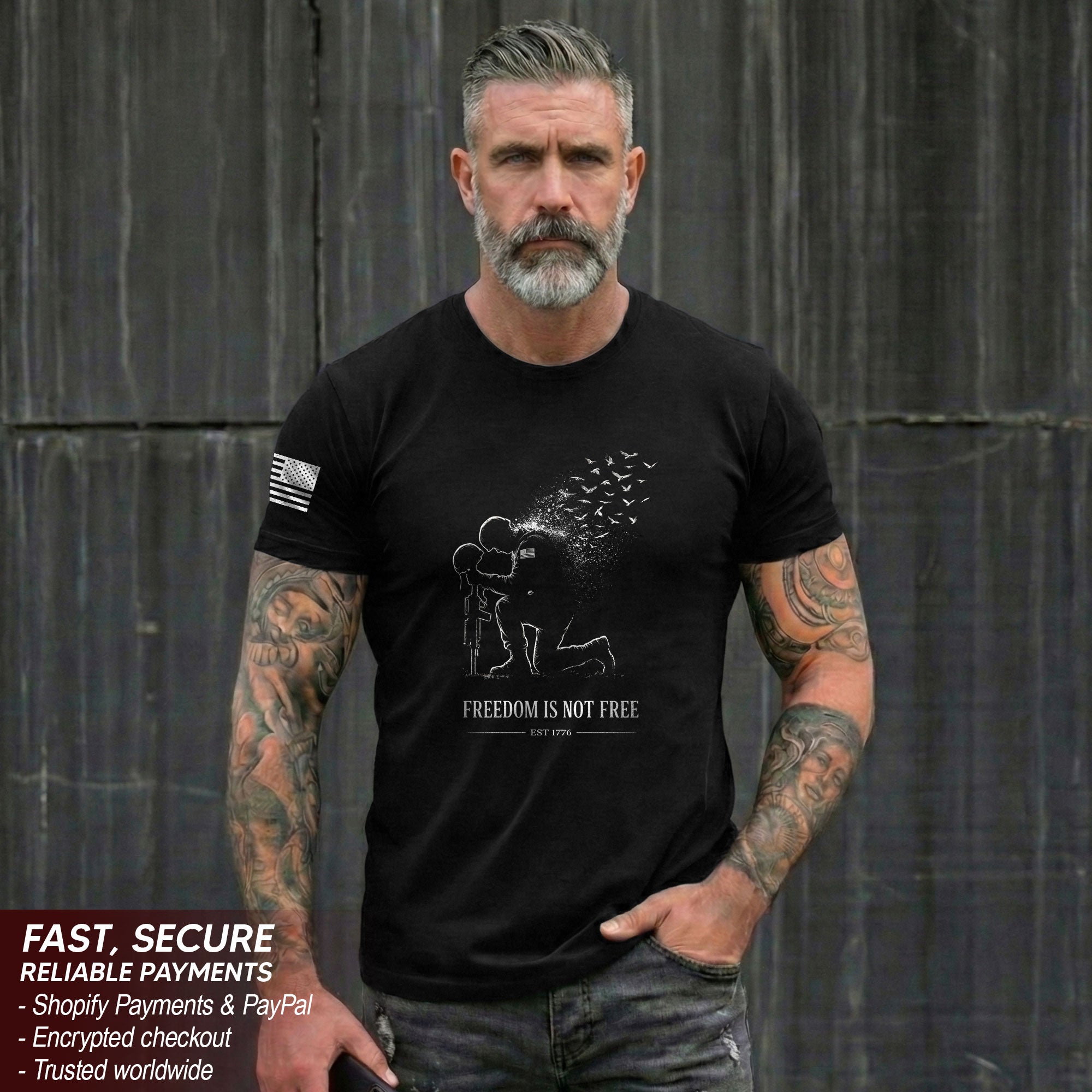 America 250th Anniversary T-Shirt 1776-2026 Freedom Is Not Free Honor Our Heroes