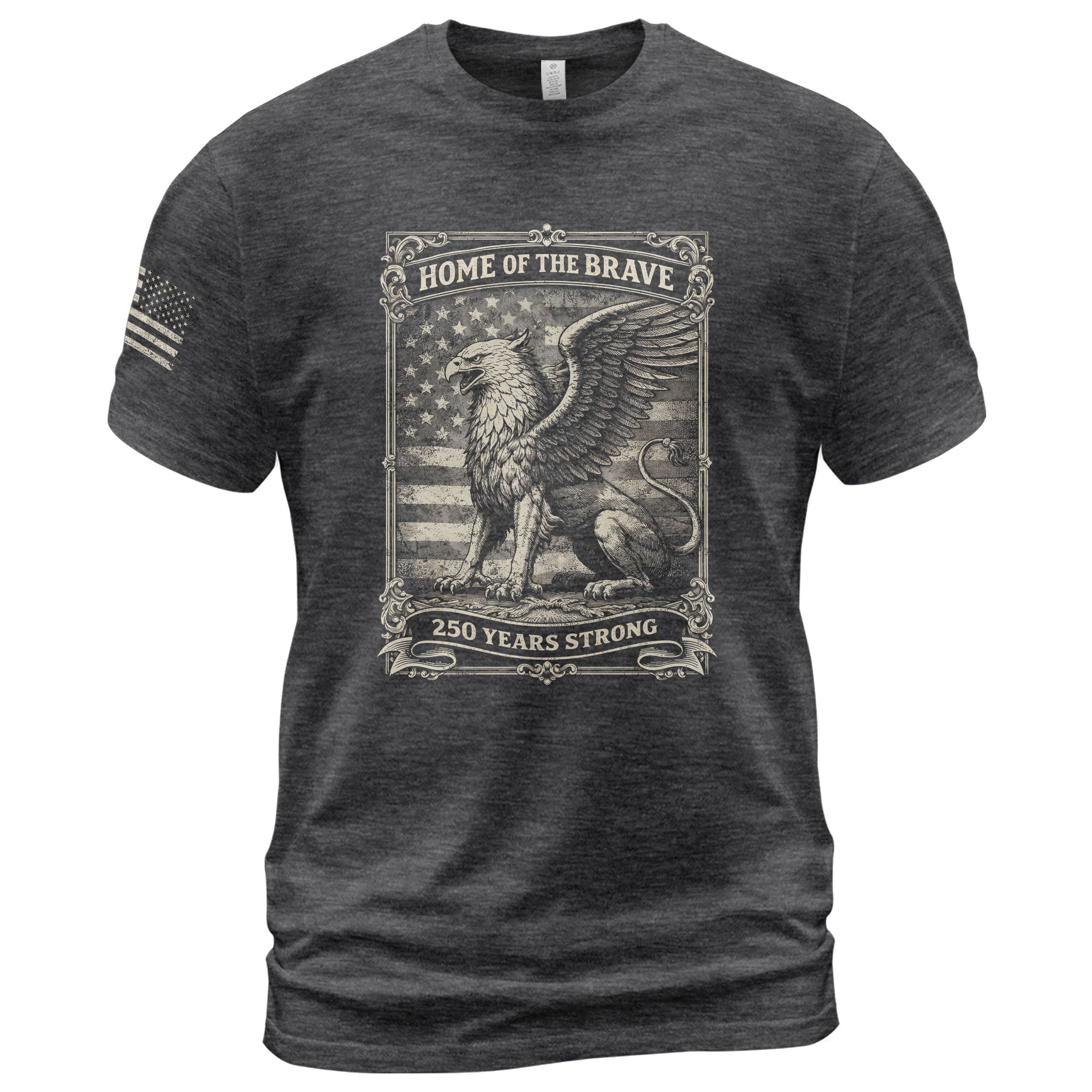 America 250th Anniversary T-Shirt 1776-2026 Home of the Brave Griffin & Flag Tee