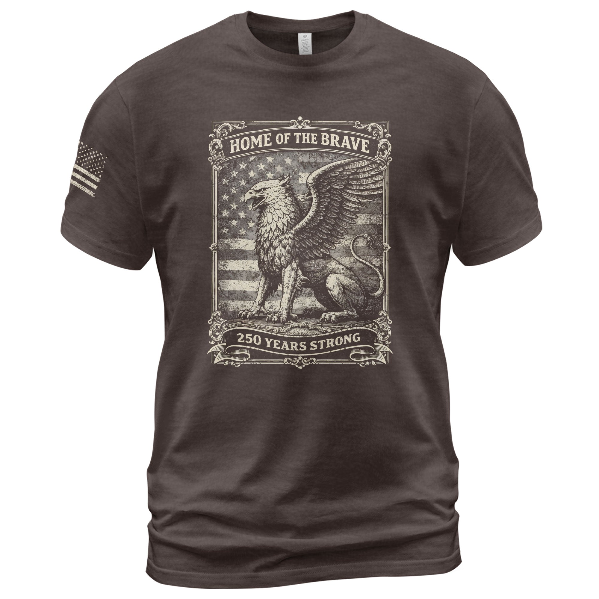 America 250th Anniversary T-Shirt 1776-2026 Home of the Brave Griffin & Flag Tee