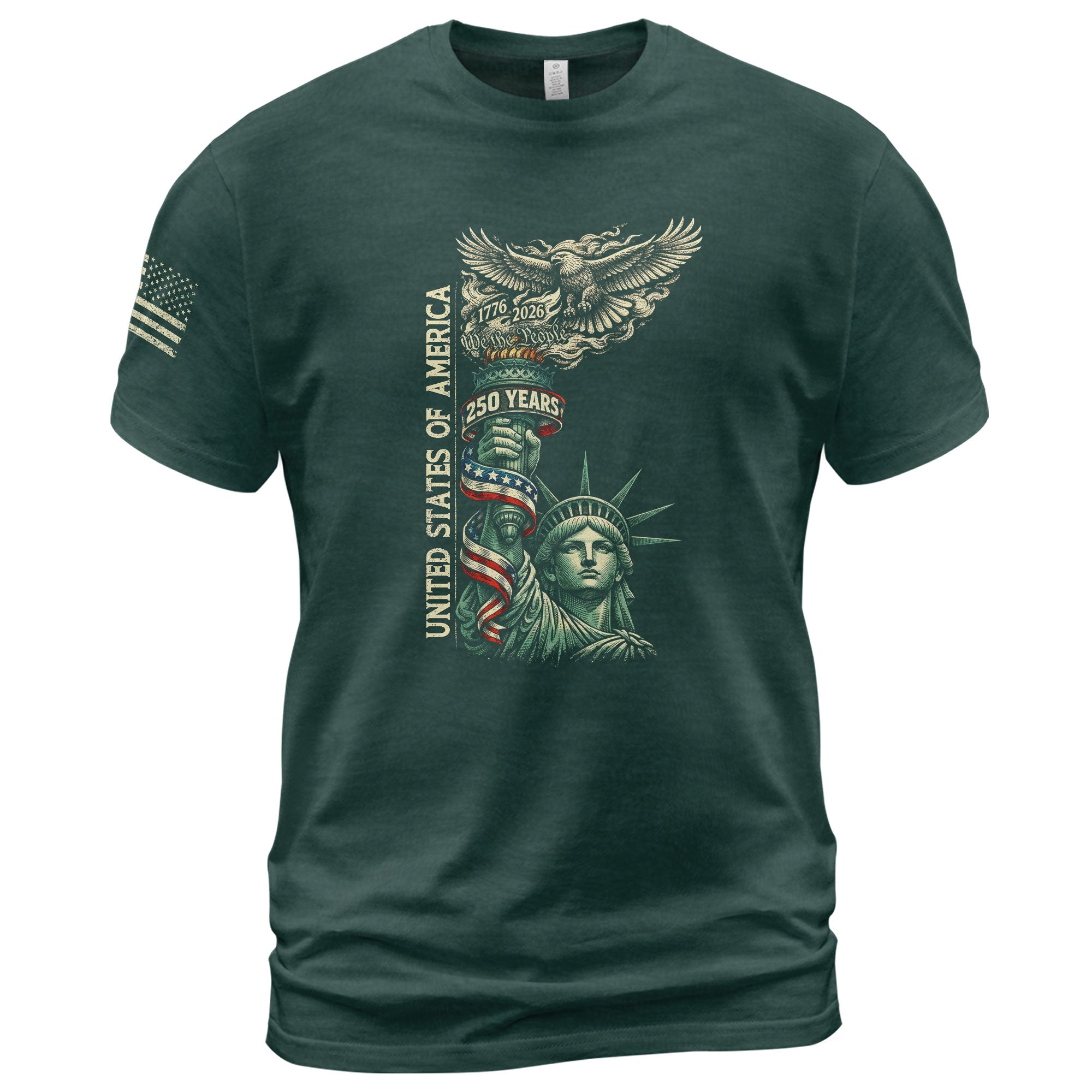 America 250th Anniversary T-Shirt 1776-2026 Liberty Torch Eagle Heritage Tee