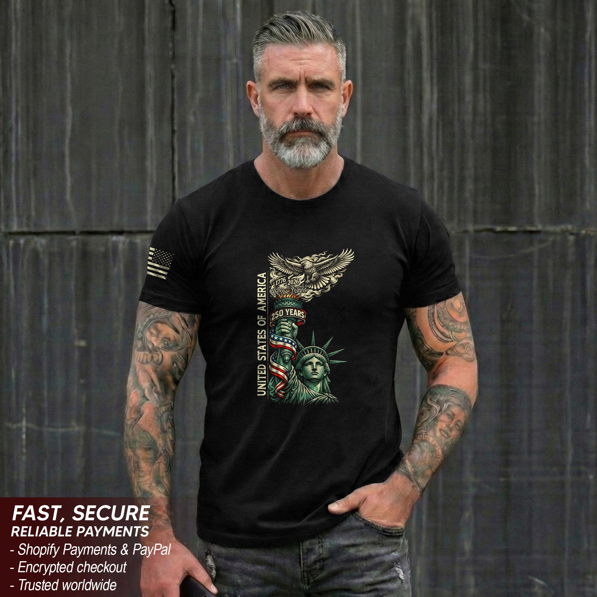 America 250th Anniversary T-Shirt 1776-2026 Liberty Torch Eagle Heritage Tee