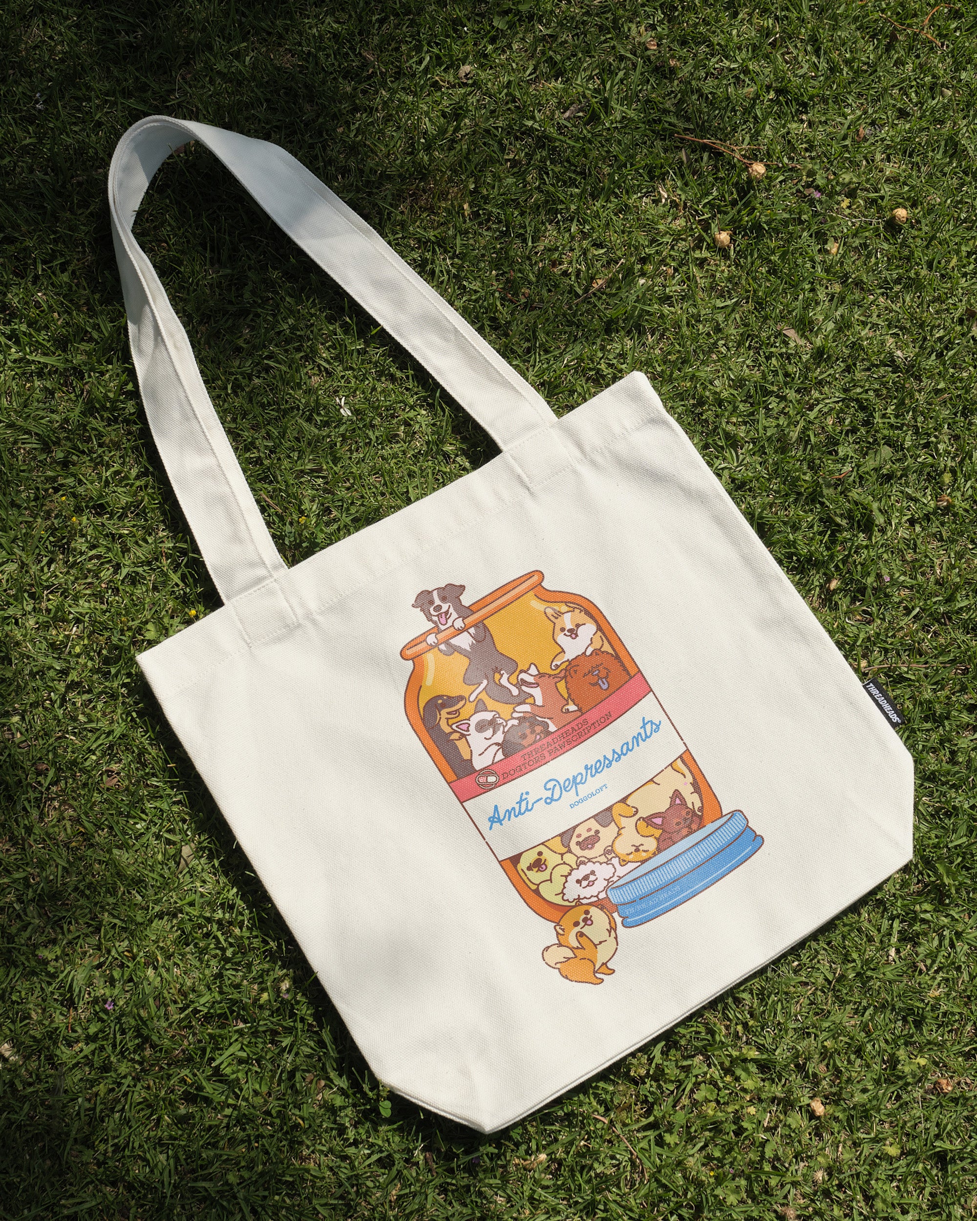 Anti-Depressants Dog Edition Cotton Canvas Tote Bag