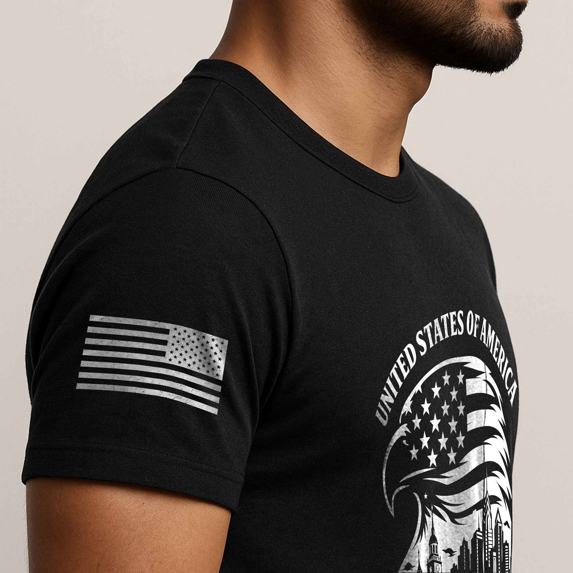 USA 250th Anniversary 1776-2026 Men's T-Shirt with Eagle and American Flag Patriotic Design