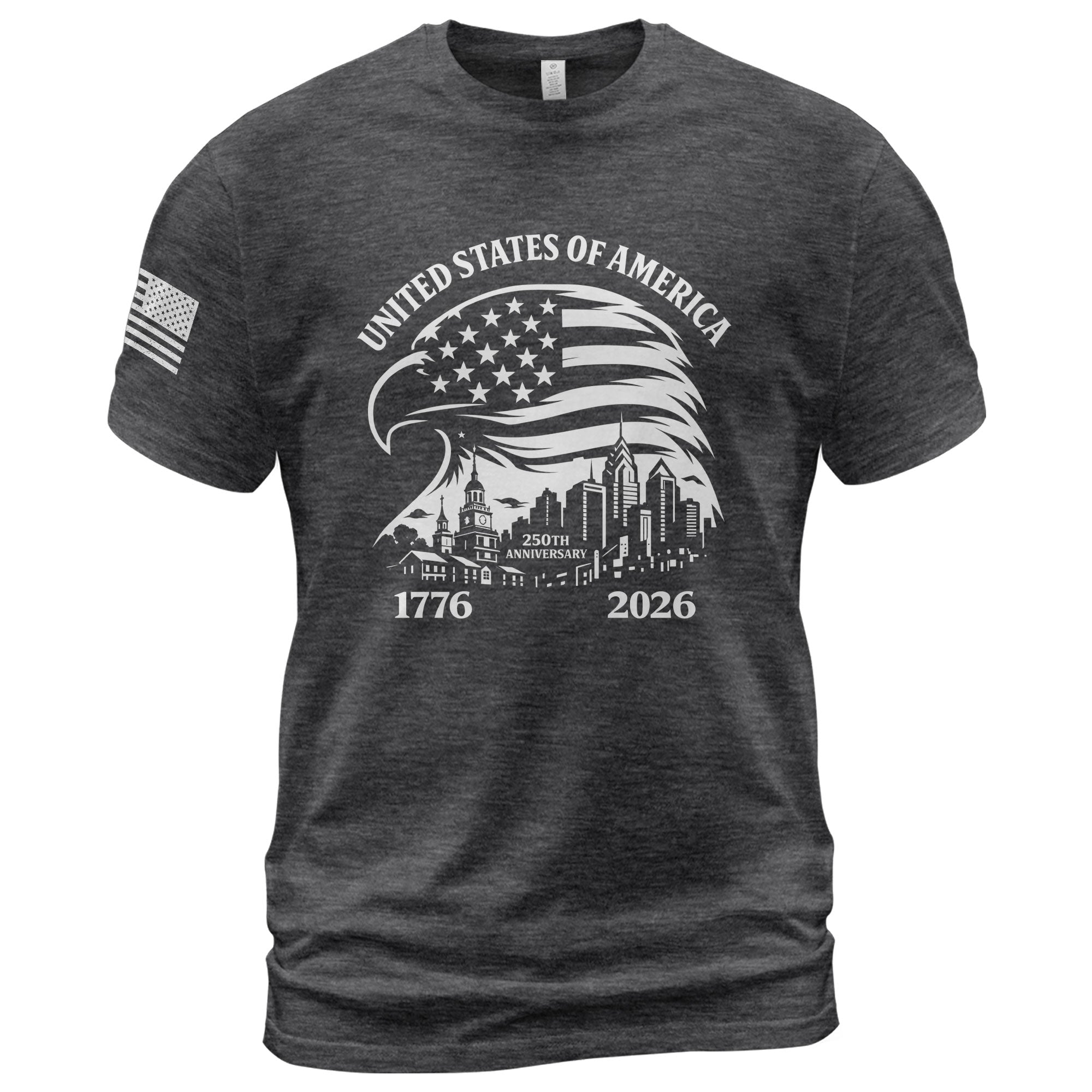 USA 250th Anniversary 1776-2026 Men's T-Shirt with Eagle and American Flag Patriotic Design