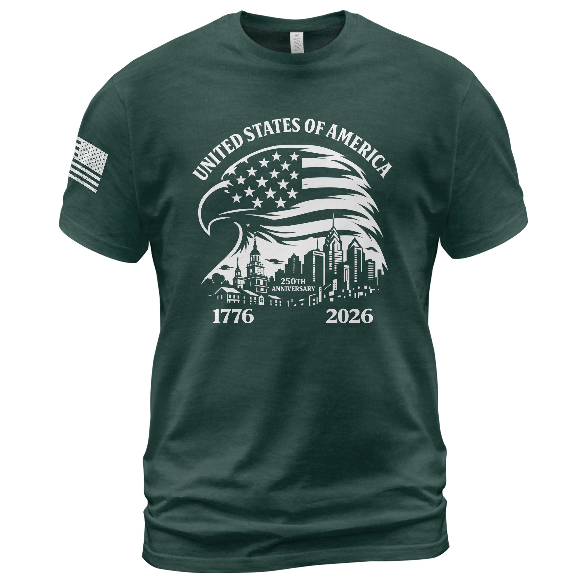 USA 250th Anniversary 1776-2026 Men's T-Shirt with Eagle and American Flag Patriotic Design