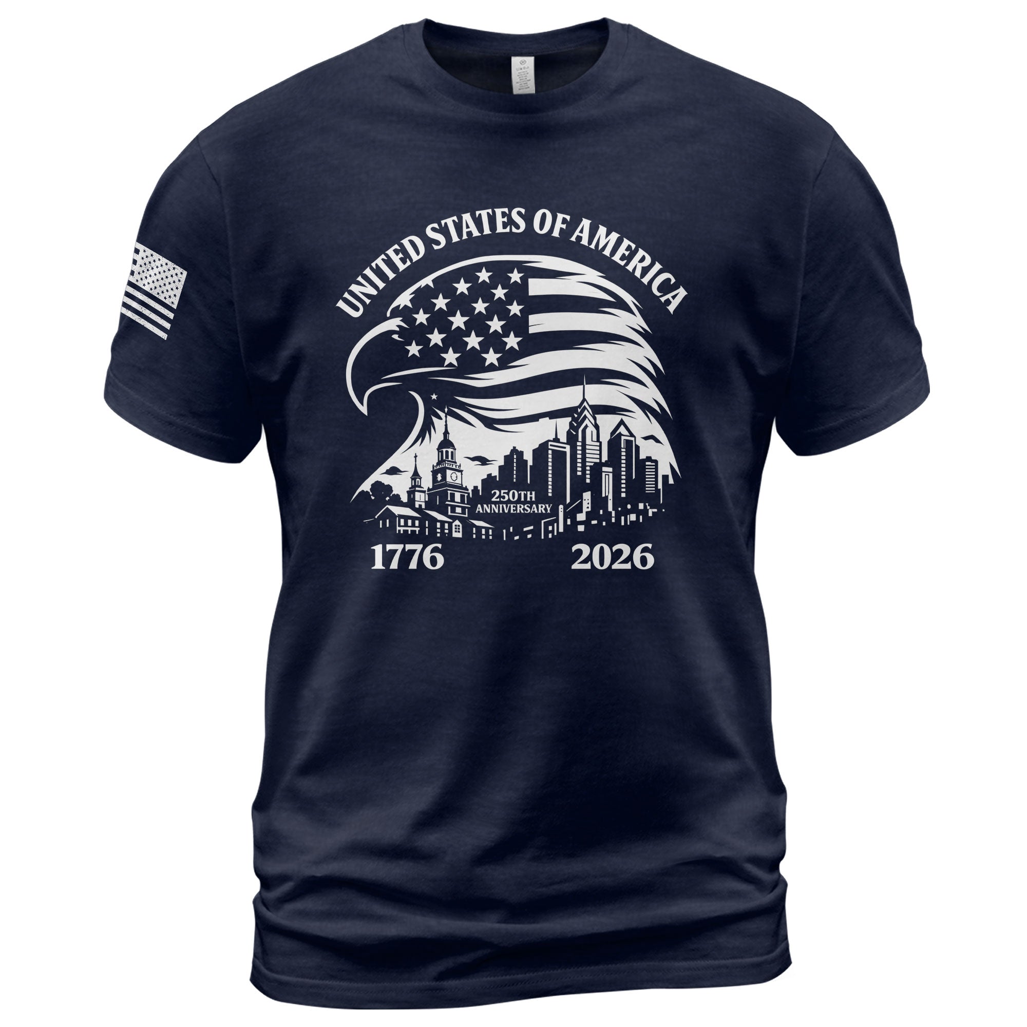 USA 250th Anniversary 1776-2026 Men's T-Shirt with Eagle and American Flag Patriotic Design
